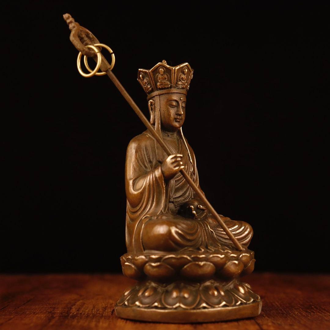 仏教美術 仏像 銅像 地蔵王菩薩仏像 奉納 九華山坐蓮地蔵王 工芸品 置物