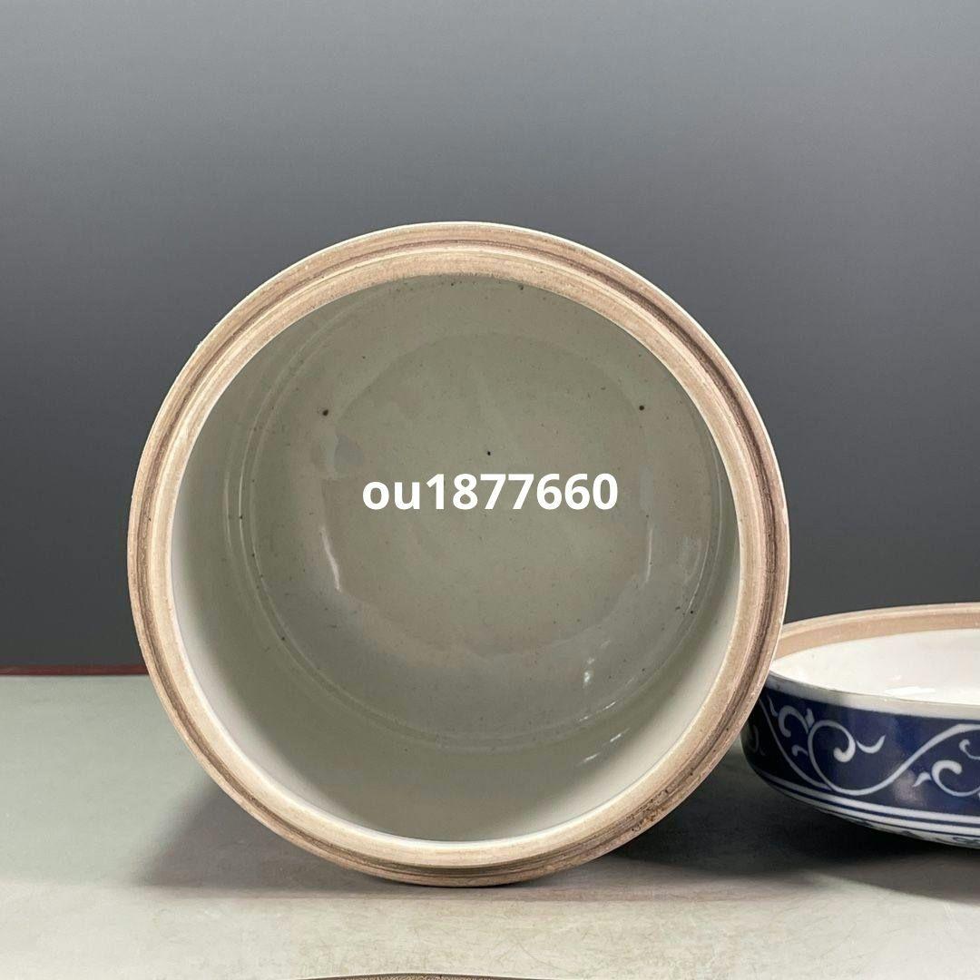 清乾隆鯖花卉図紋蓋缶 景徳鎮 陶磁器 装飾品 現代工芸品美術品 置物