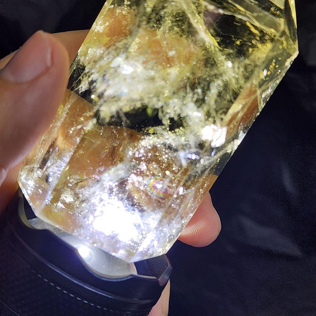 爆虹入り＆ファントム完璧 黄金シトリン ポイント 天然石パワーストーン