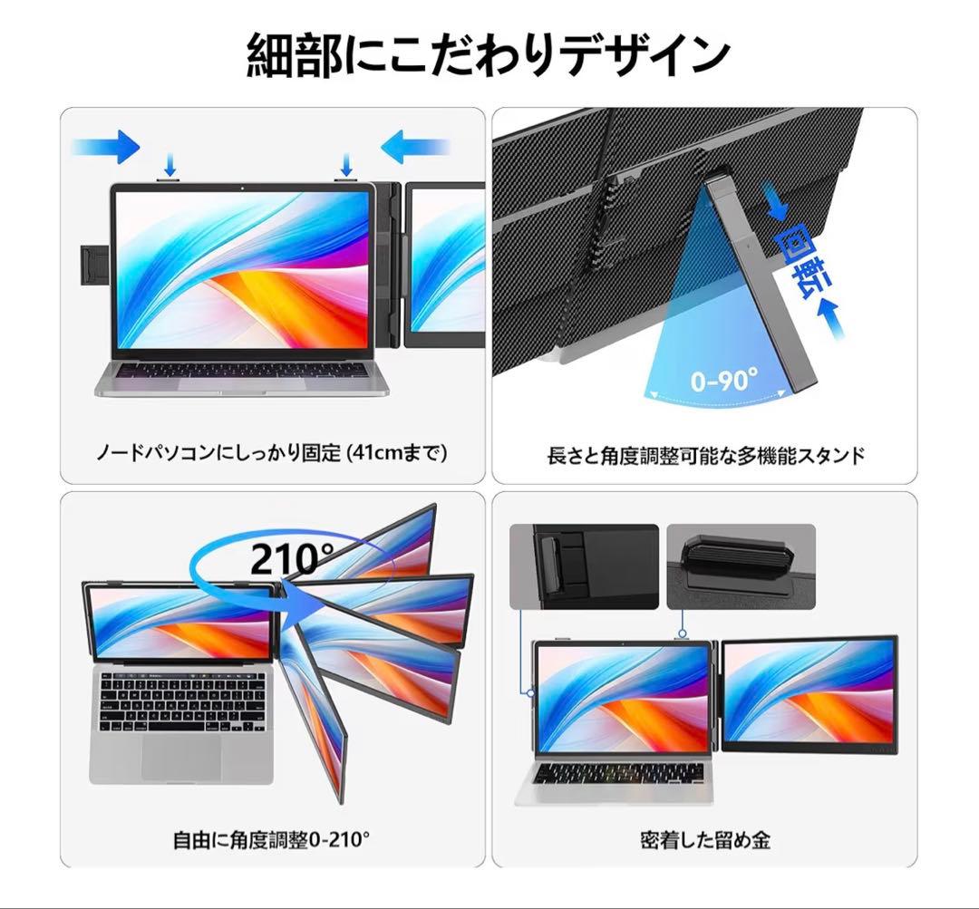 デュアルモニター 14インチ モバイルモニター 持ち運 IPSパネル