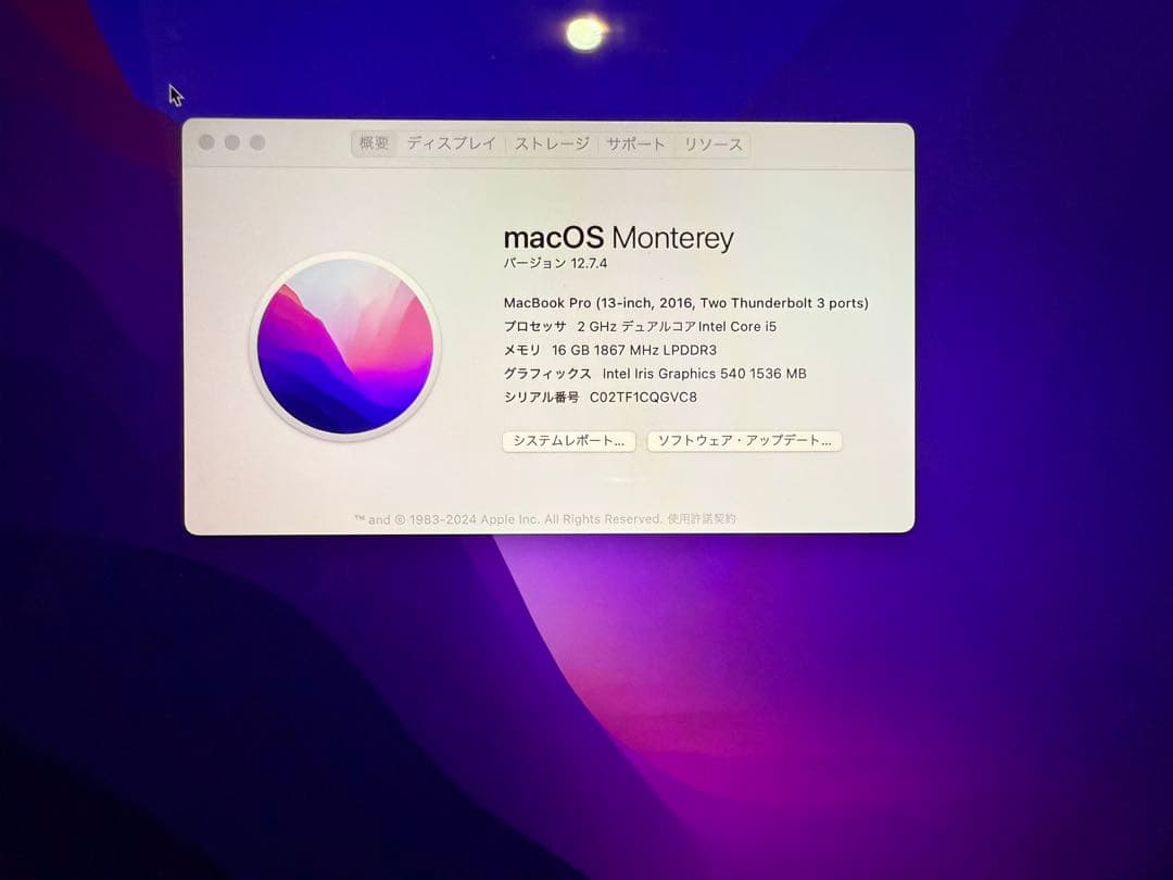 MacBook本体 MacBook Pro 2016 16GB 50GB