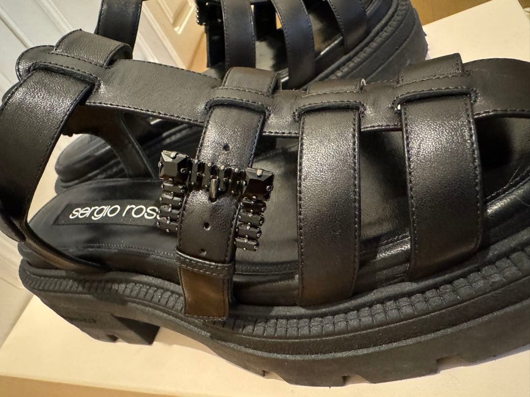 セルジオロッシ　SR 2024SS グルカ サンダル オールブラック　38