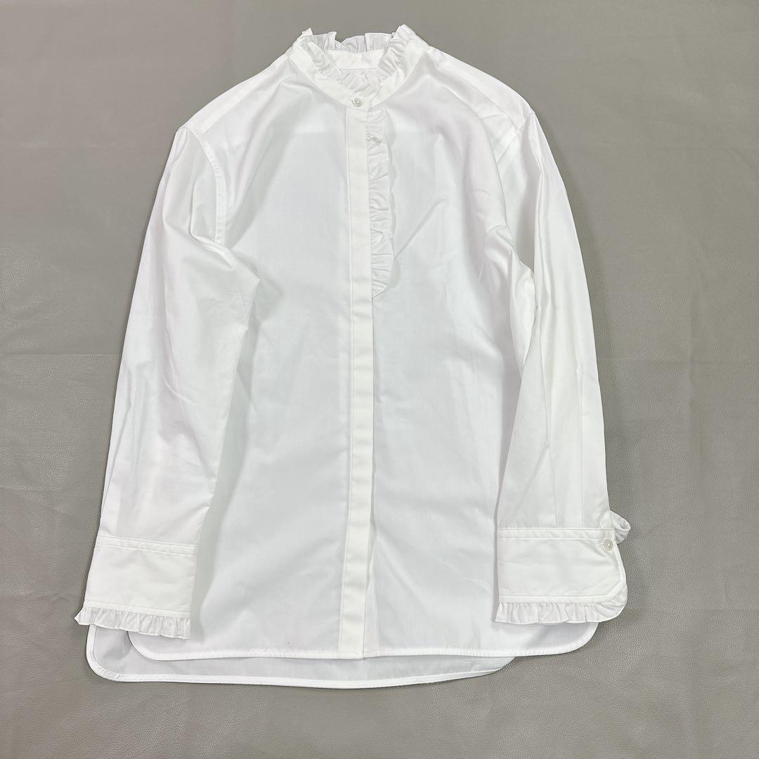 ユナイテッドアローズ フリル スタンドカラー シャツ ホワイト 38 超美品