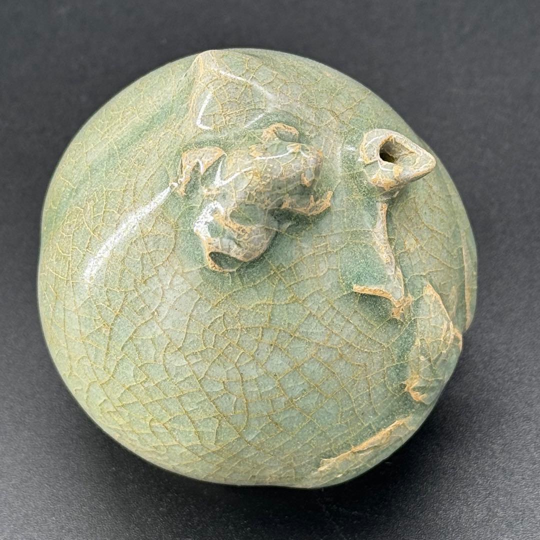 青磁　桃　水滴　時代物