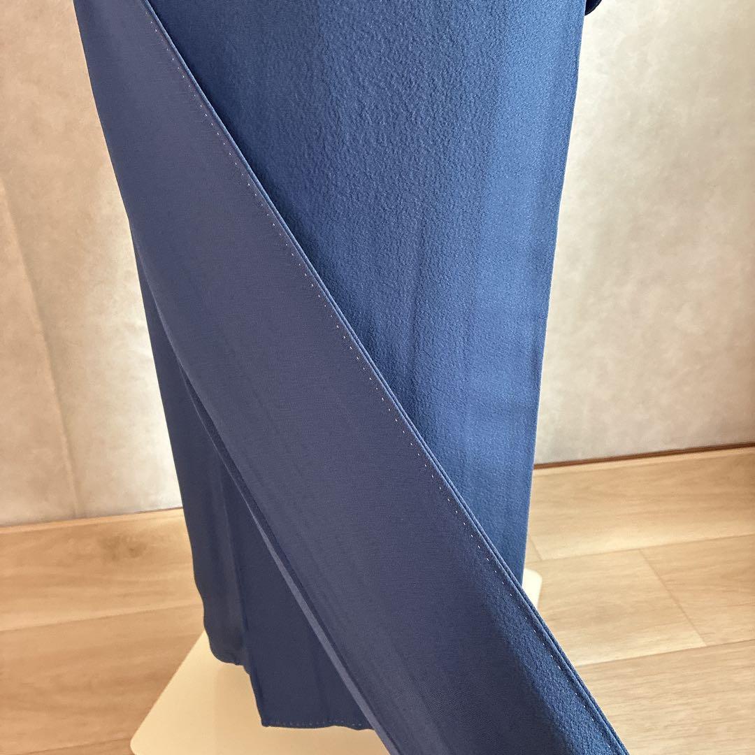 色無地　フルセット　着物　正絹　一つ紋　ブルー系　G4