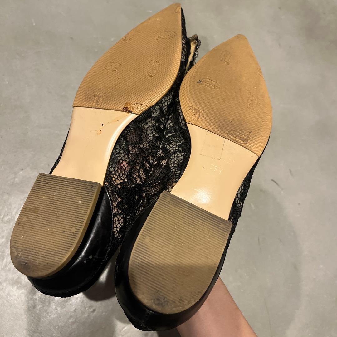 ※11月限定値下げ PIPPICHIC 黒ビジューレースパンプス