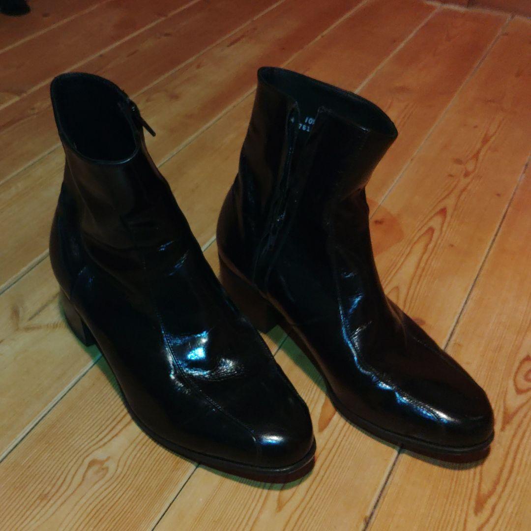 FLORSHEIM サイドジップ レザー ヒールブーツ ブラック 黒