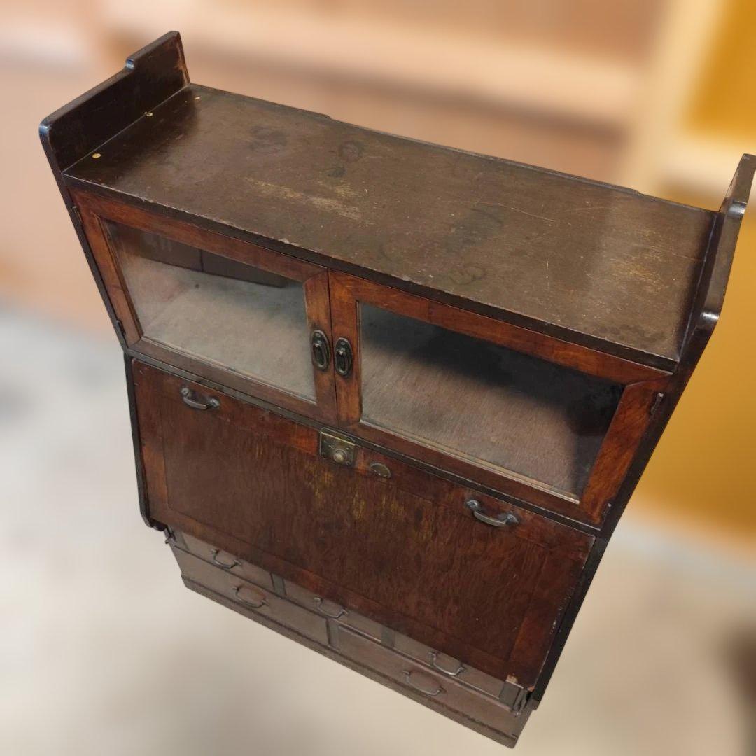 アンティーク ライティングビューロー 大正ロマン 昭和レトロ 飾り棚 古道具