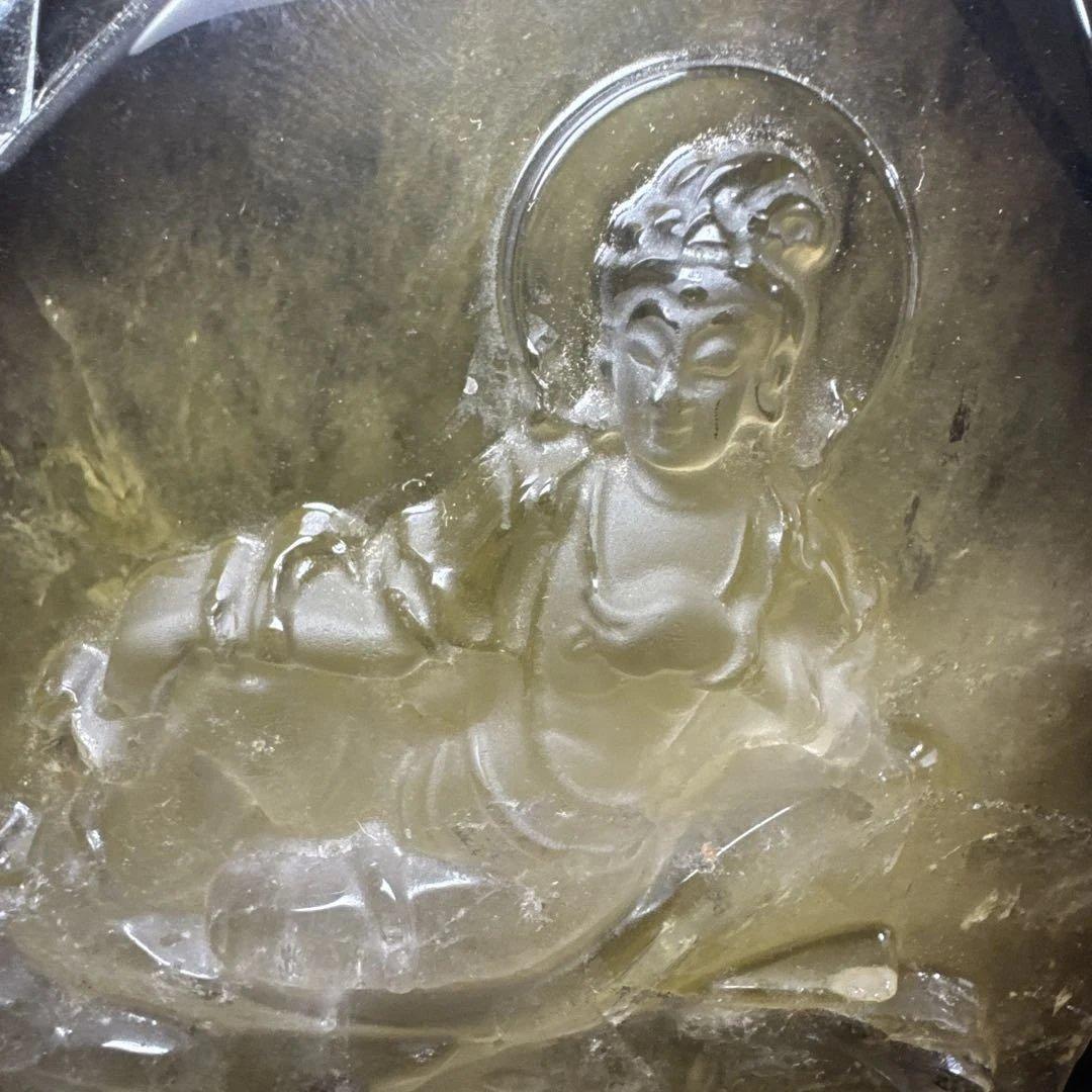 【コレクション】スモーキーシトリン　観音彫物　台座付