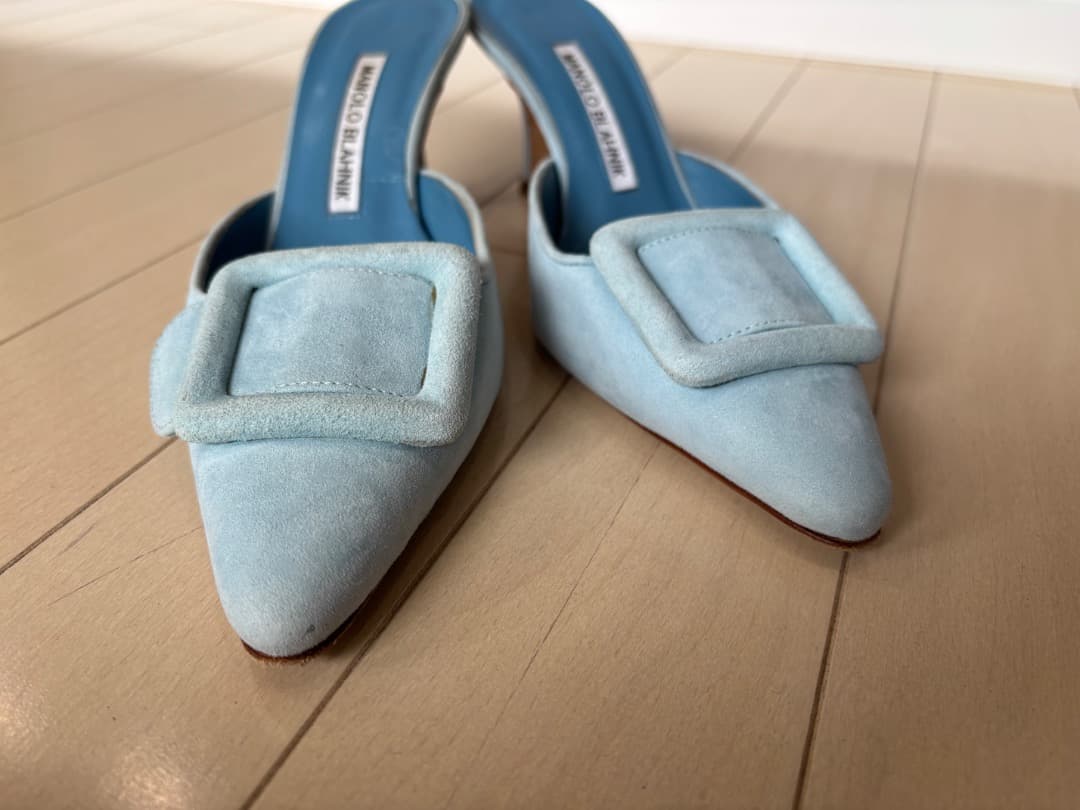MANOLO BLAHNIK メイセールスエード ミュール　35.5
