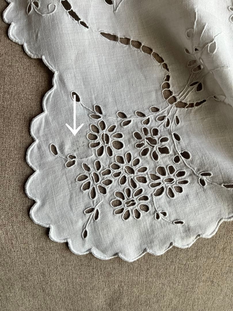 ◆フランスアンティーク｜手刺繍希少天使レースマルチクロステーブルエンジェル正方形