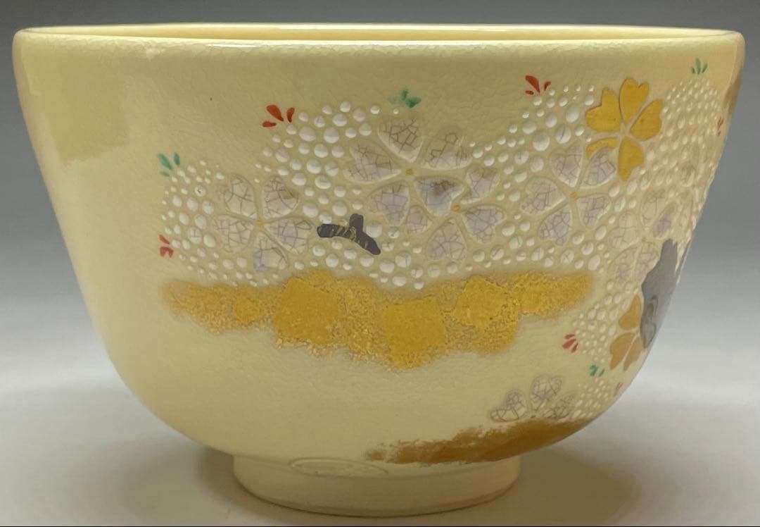 橋本城岳　鳴滝窯　色絵　桜花文　京焼　共箱　ec6654