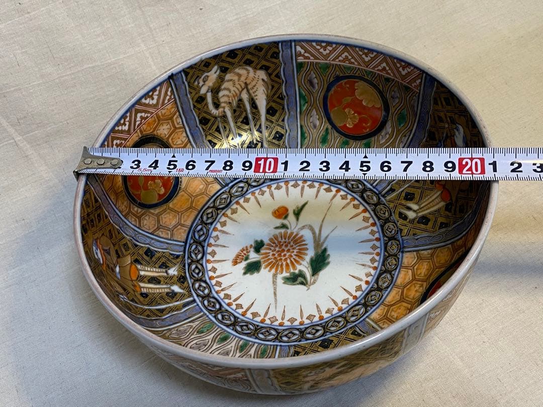 伊万里　古伊万里　色絵　金襴手　鉢　オランダ人　ラクダ　花の図　1客