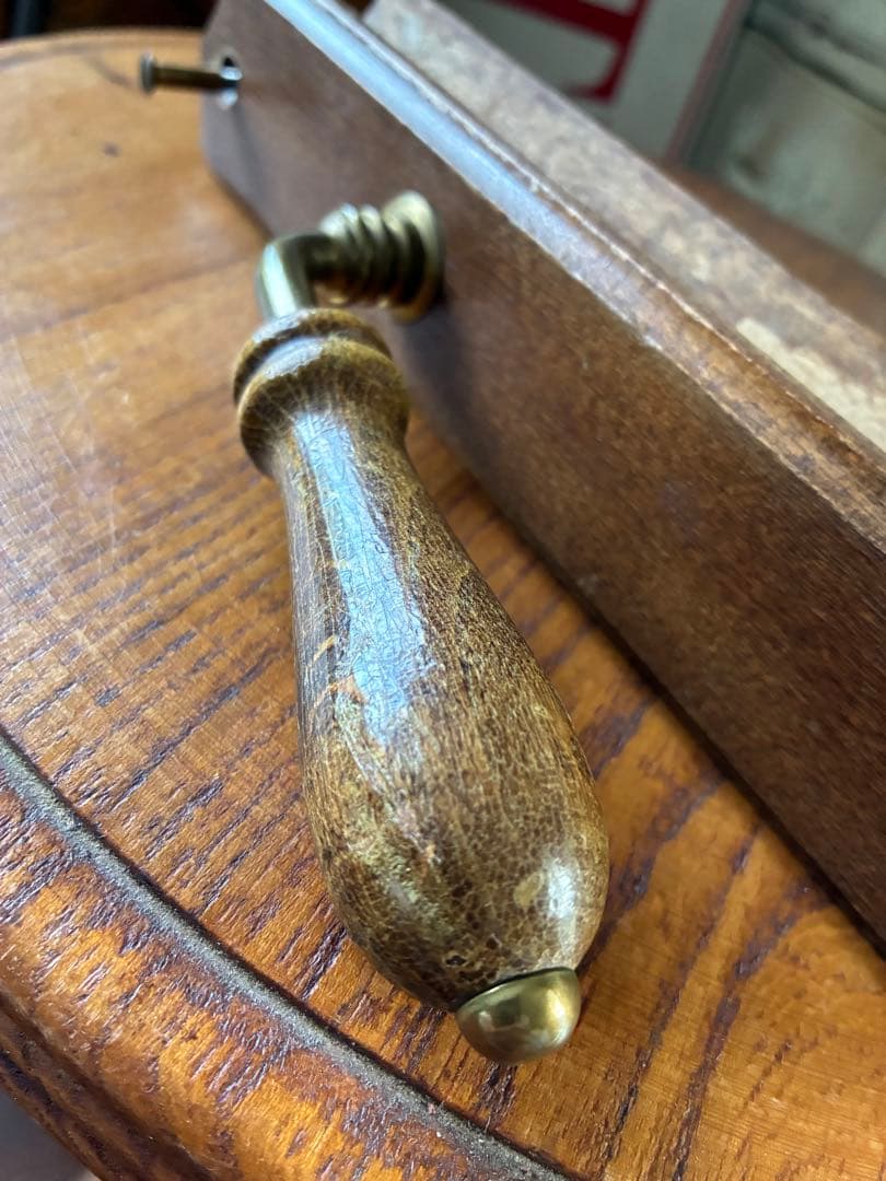 フランス　アンティーク 木製 ドアノブ　セット　取っ手 サマリテーヌ　真鍮　レア