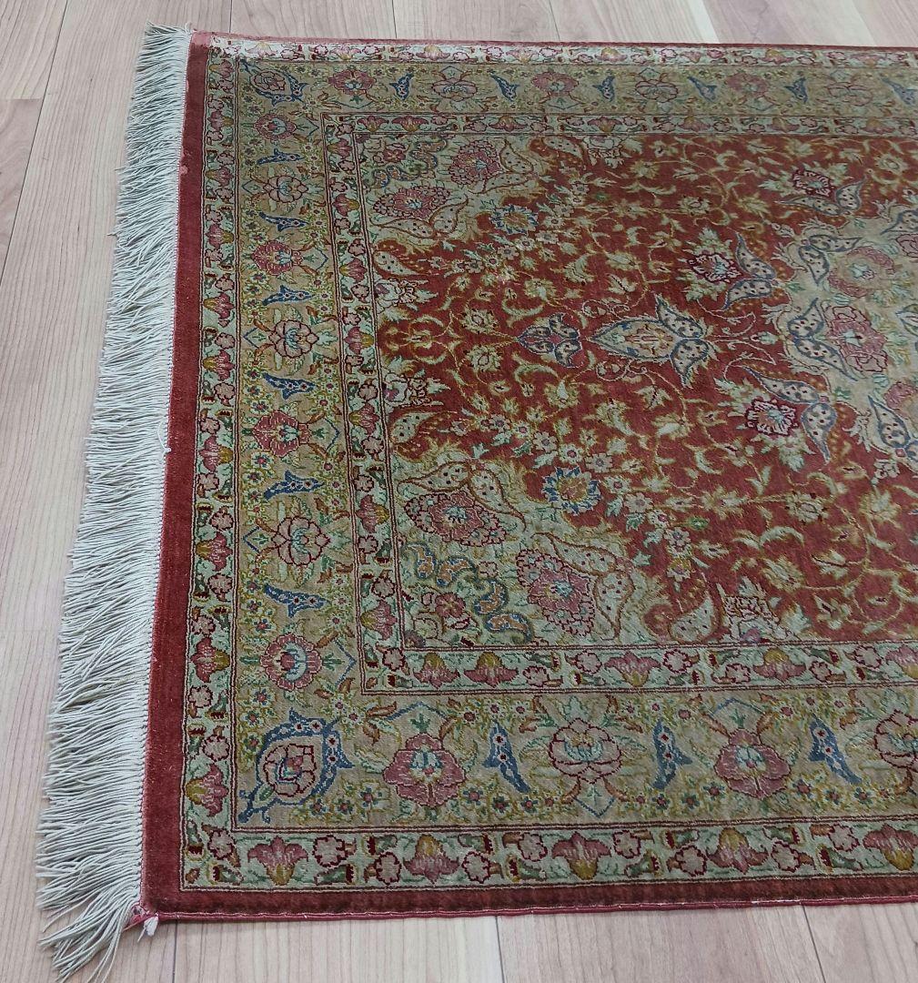 Y3295 高級ペルシャ絨毯 クム産 シルク100% 手織り110万ノット