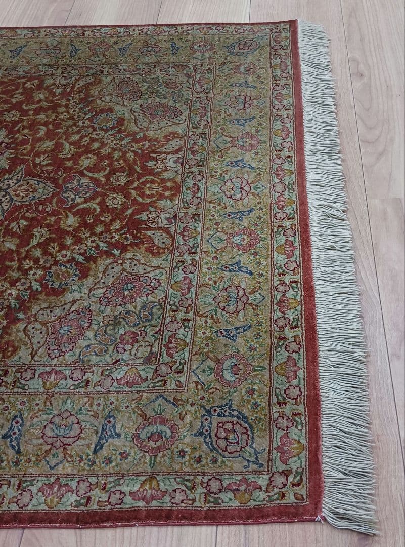 Y3295 高級ペルシャ絨毯 クム産 シルク100% 手織り110万ノット