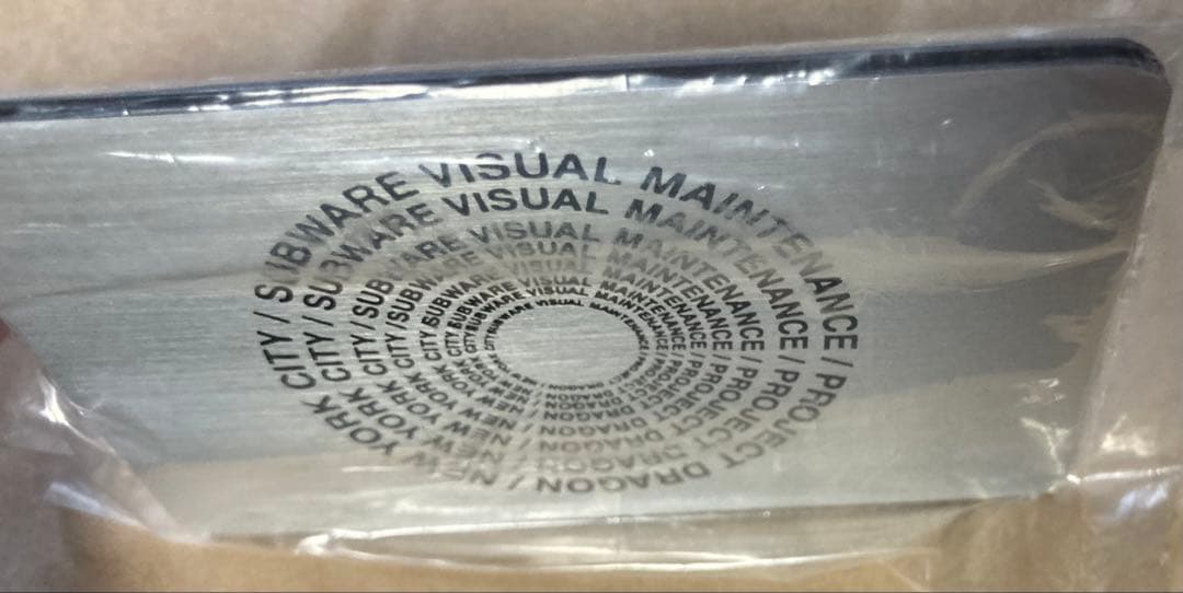 90s Subware 電車刺繍ポーチ 紺色 &ロゴ銘板　ペンケース recon