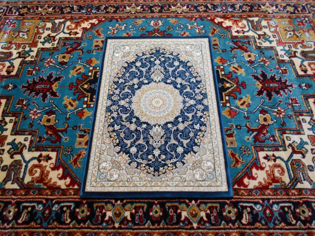 225万ノット、超高密度織！本場イラン産 絨毯 60×90cm‐201601