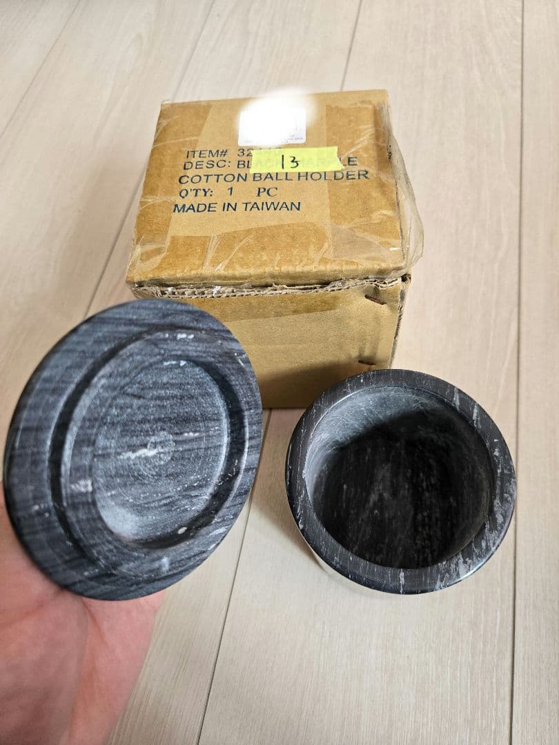 ブラックマーブル スパコレクション コットンボールホルダー