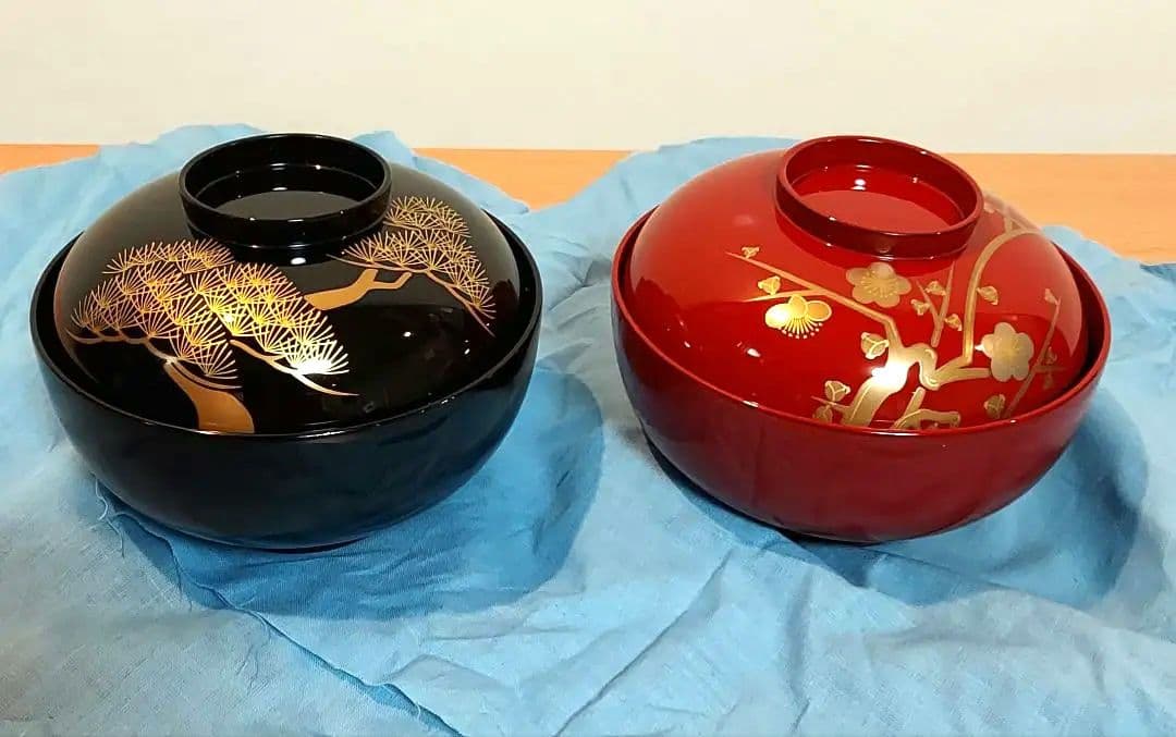 京都　平安象彦　松梅　久美椀　2客セット　漆器