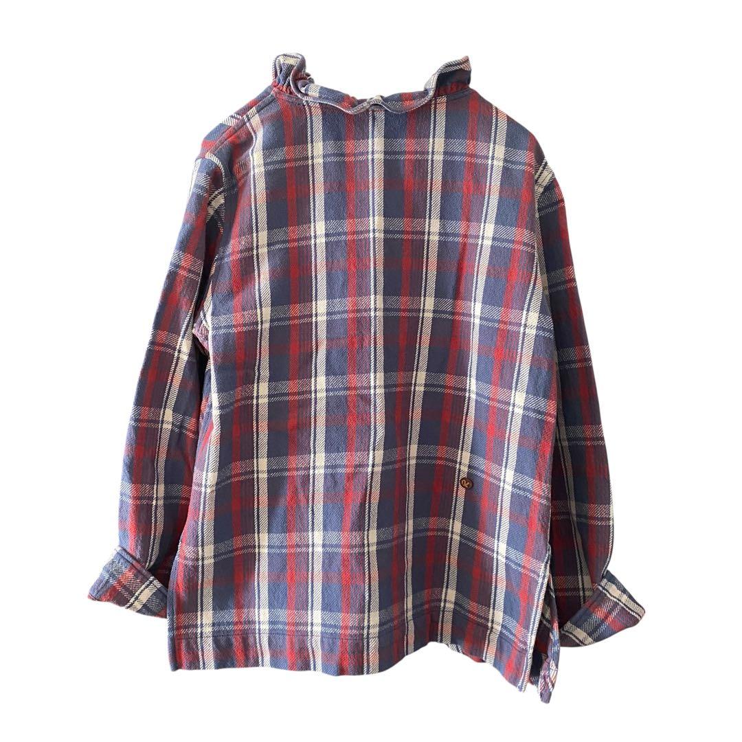 45R 45rpm 日焼けネル フリルカシュクール ブラウス チェック Aライン