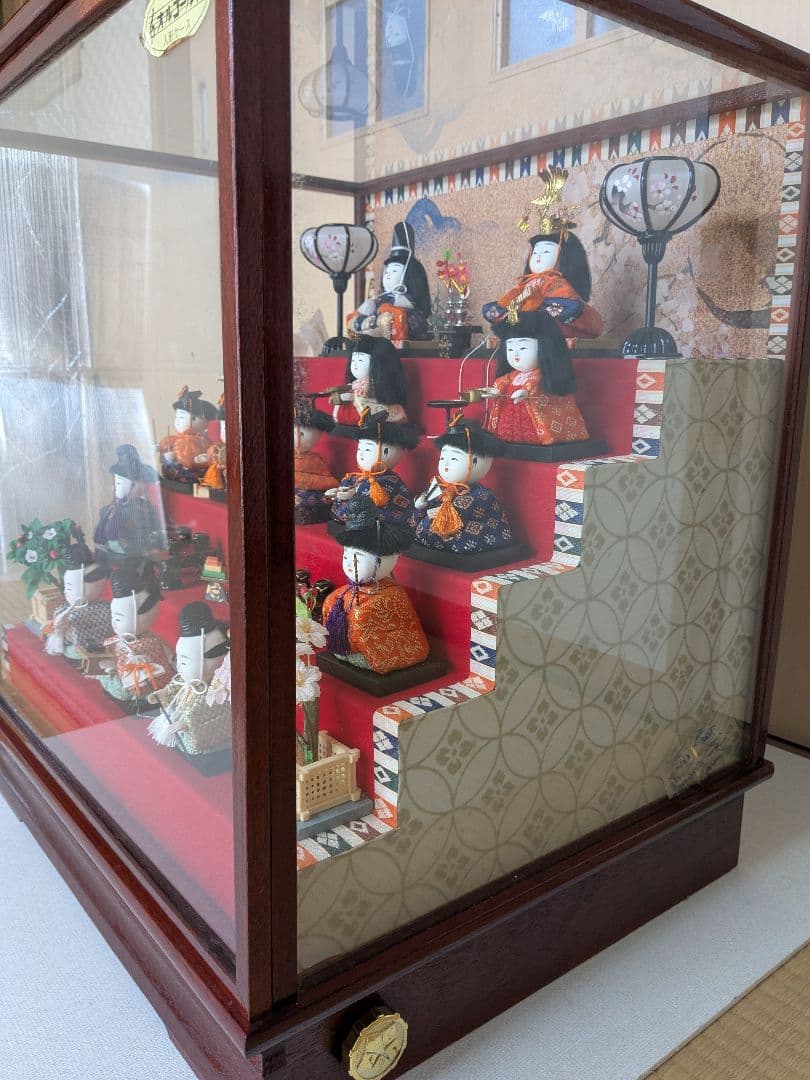 ＃伝統的な5段雛人形 ガラスケース付き
