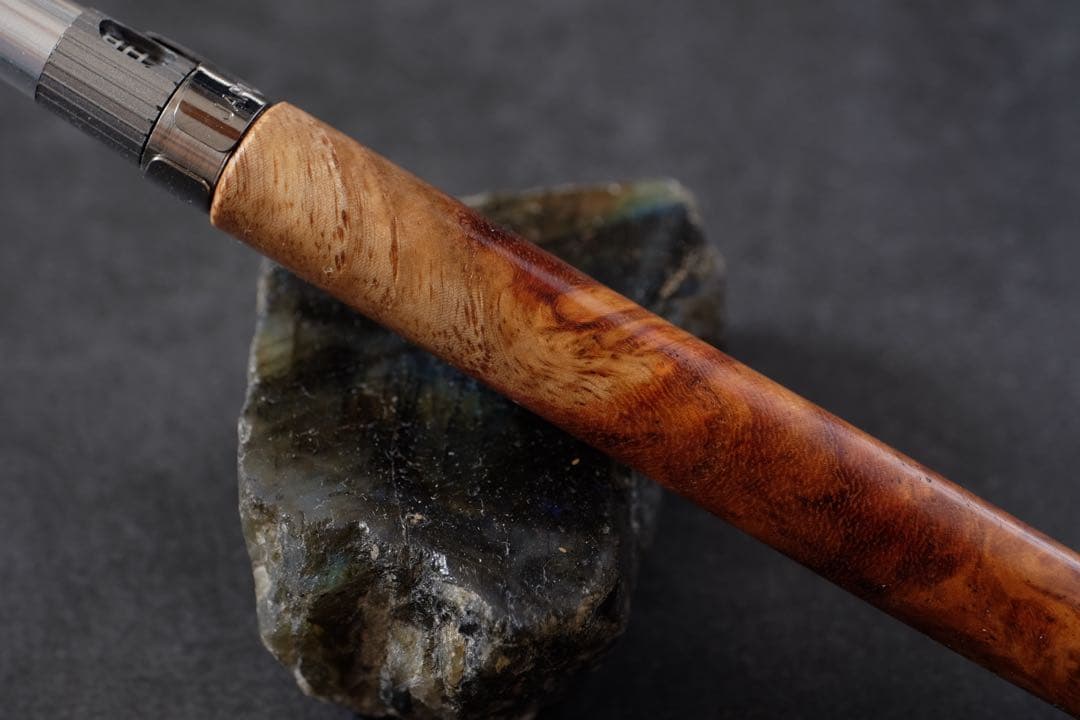 PG5木軸カスタム0222　高村杢工房 製図用シャープペンシル　花梨瘤紅白