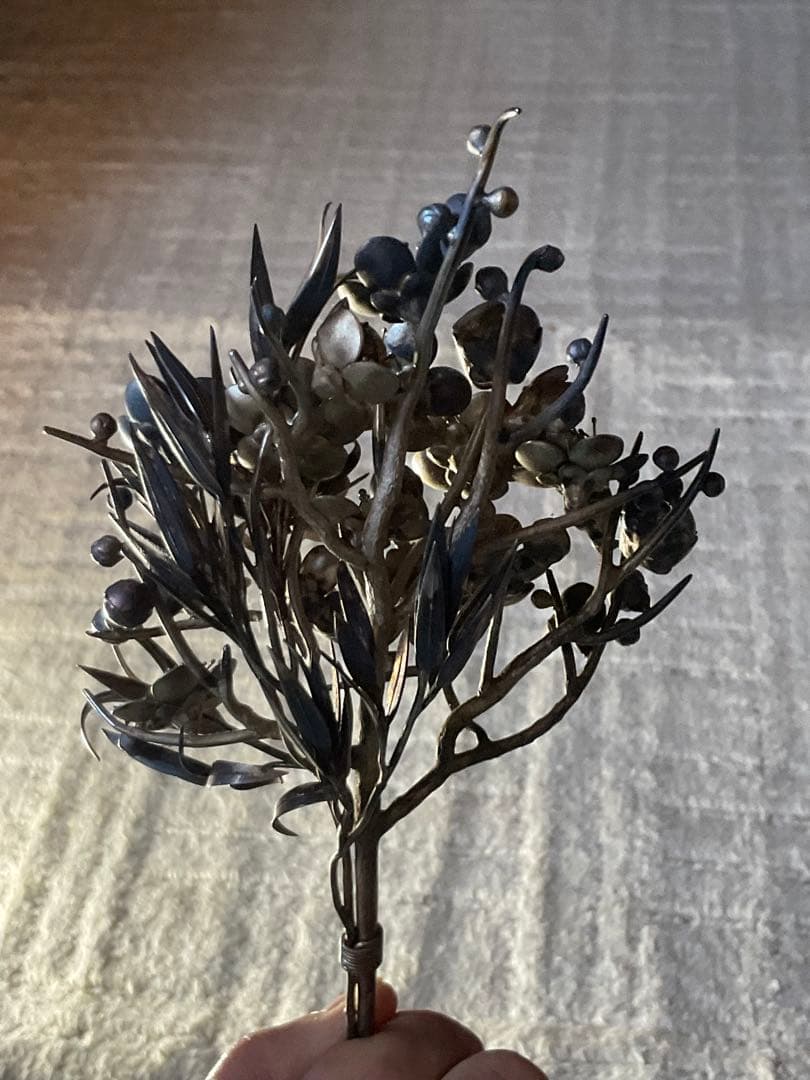 銀製／ボンボニエール・梅の花束。【大正レトロ・三越・銀製】。