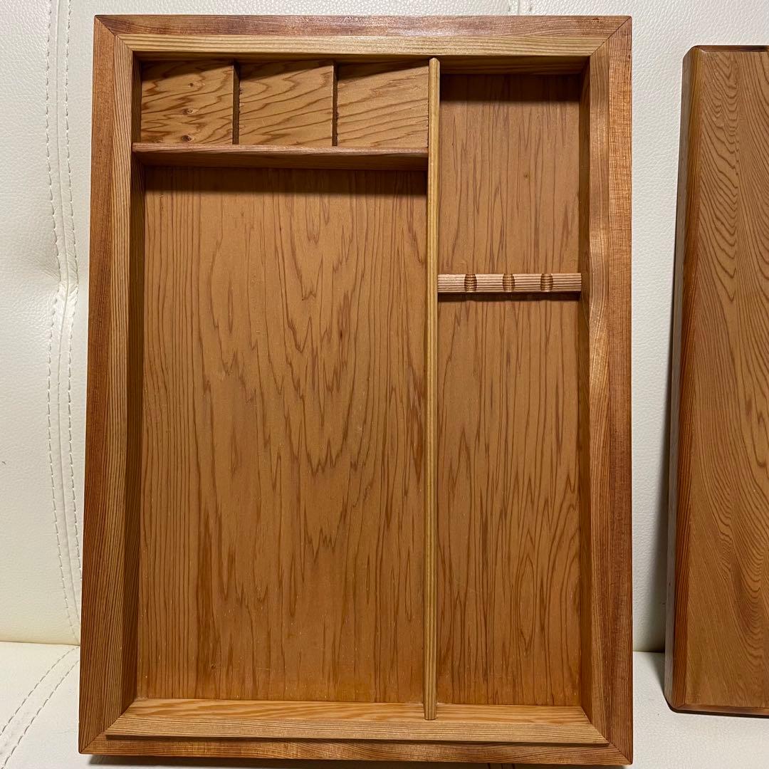 屋久杉工芸 書道具 硯箱 文箱 筆箱 木箱 千年の齢 二段