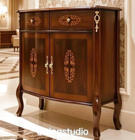 イタリア サイドボード 象嵌 ネコ脚 クラシック アンティーク 姫系 4303