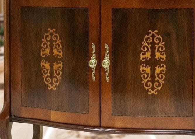 イタリア サイドボード 象嵌 ネコ脚 クラシック アンティーク 姫系 4303