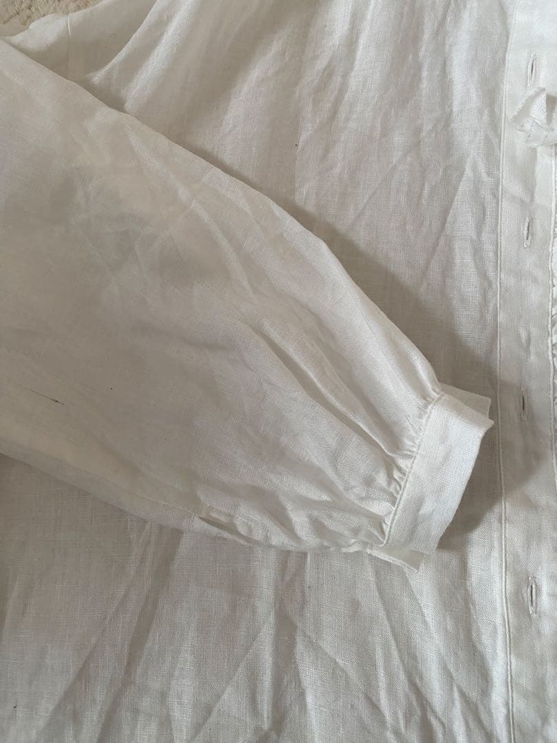 12closet リネンフリルブラウス ホワイト麻100%