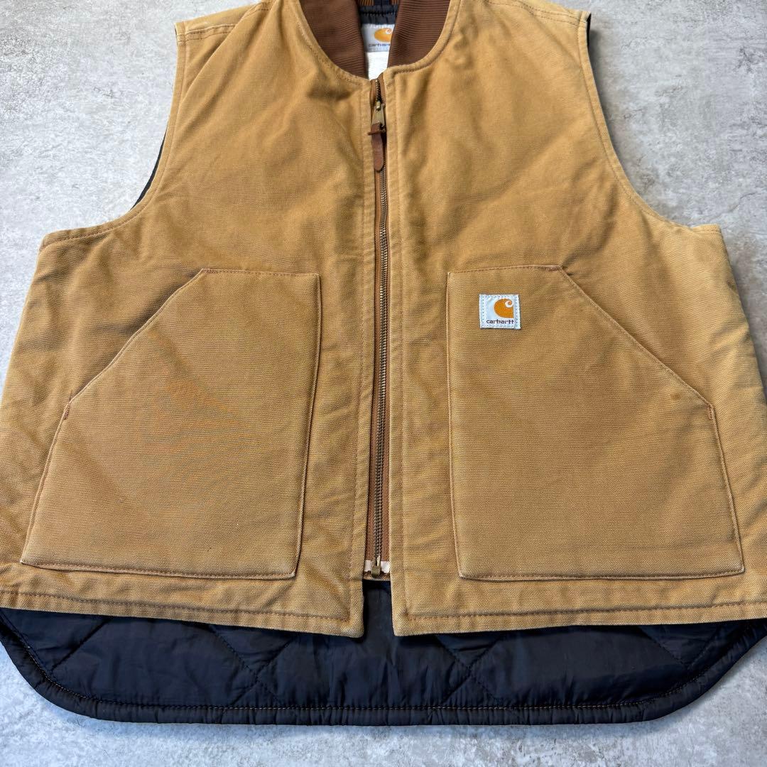 希少■carhartt カーハート【L】ダックベスト 雰囲気◎ブラウン フェード