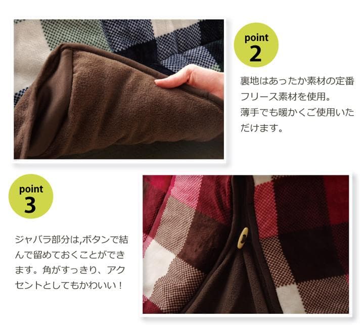 ◯省スペースこたつ薄掛け布団単品赤チェック柄 ローズ　180×220cm