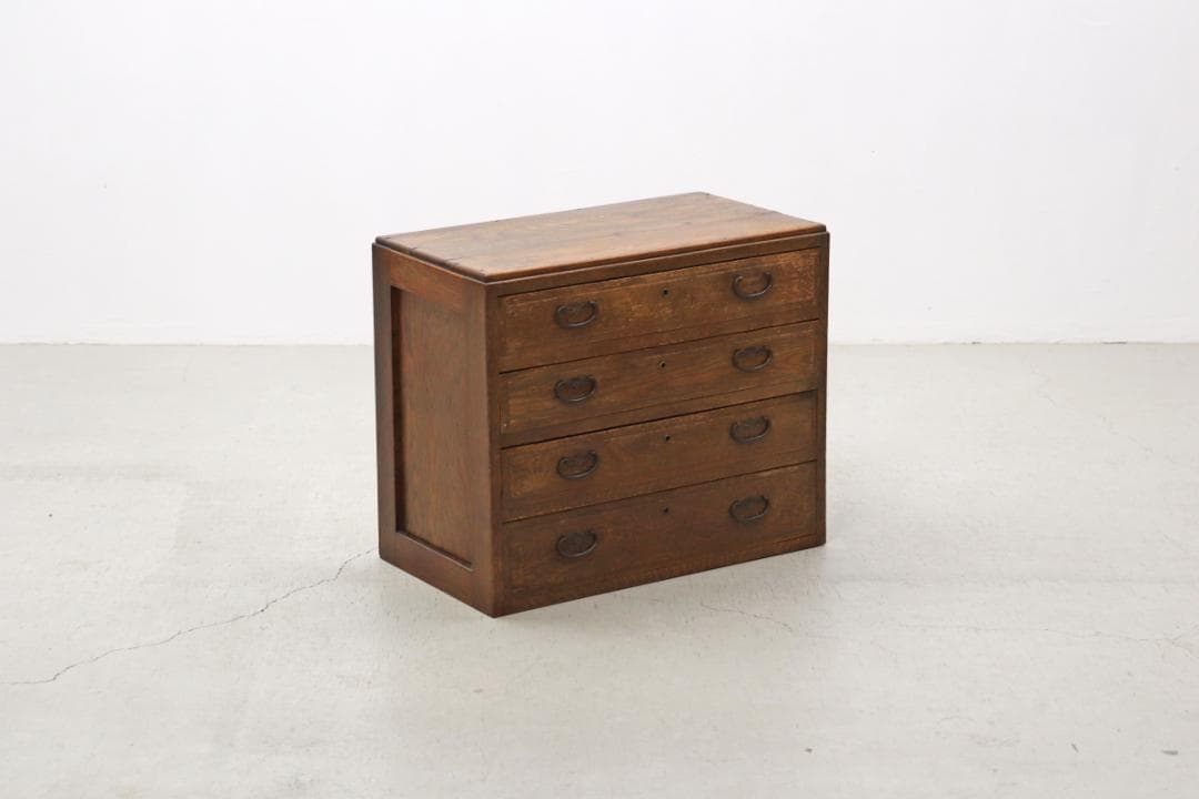 レトロ 無垢材 引き出し4杯 小引き出し レターケース 収納 キャビネット