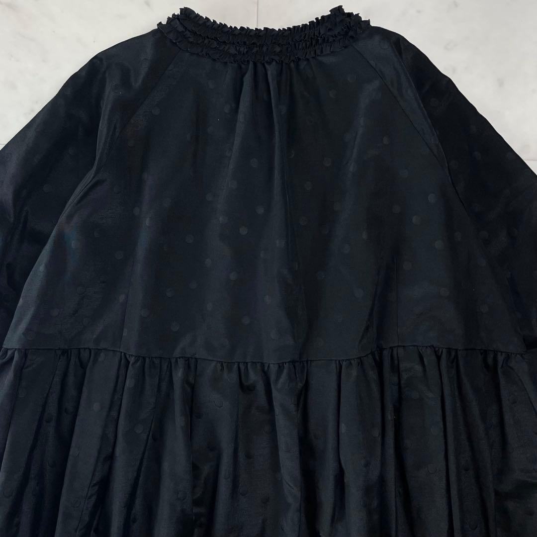 美品 Sonoソーノ 近年 シャドードットフリルブラウス ギャザー 洗える 黒