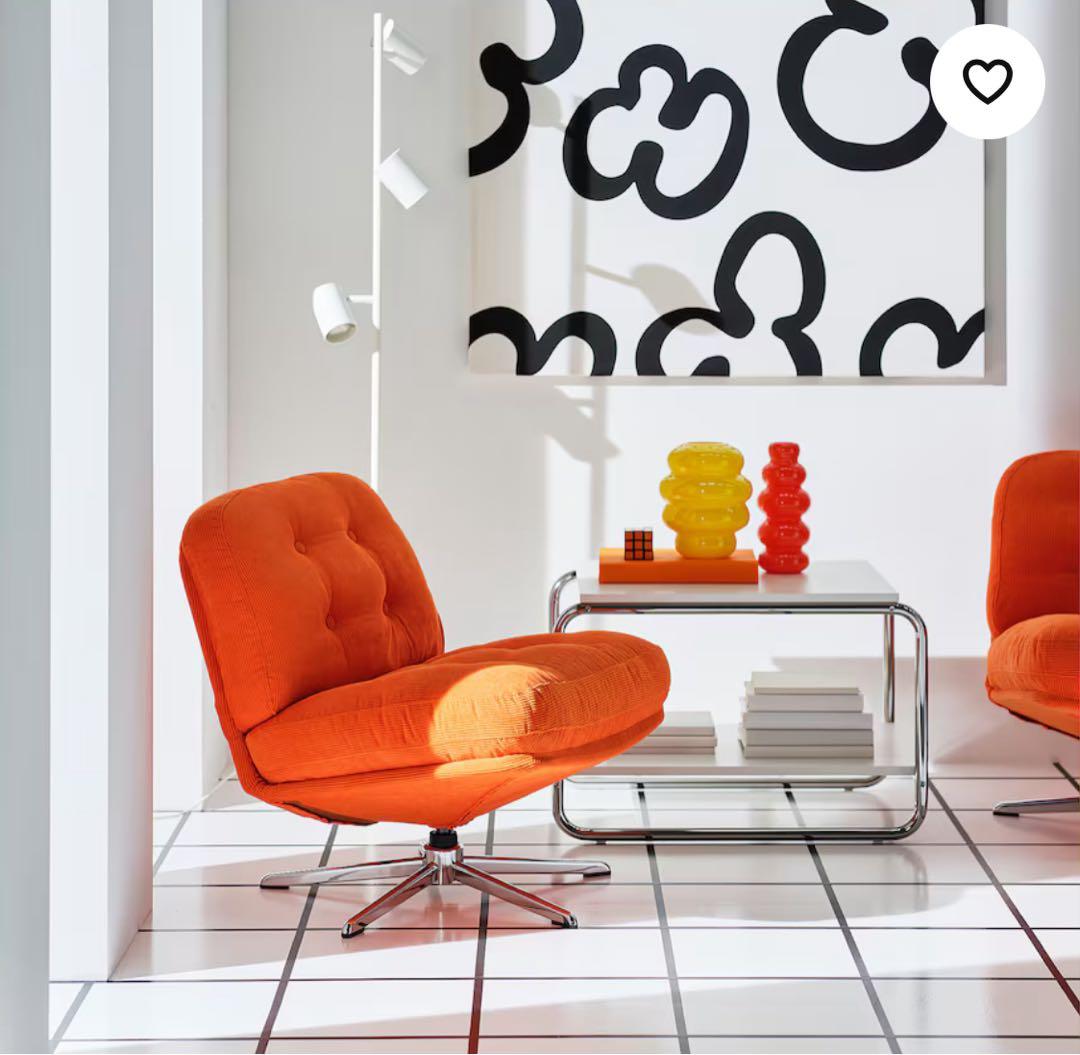 新品※未開封 ディヴリンゲ 回転パーソナルチェア オレンジ イケア IKEA