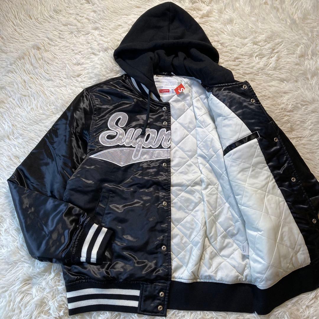 未使用 Supreme Hooded Satin Varsity Jacket