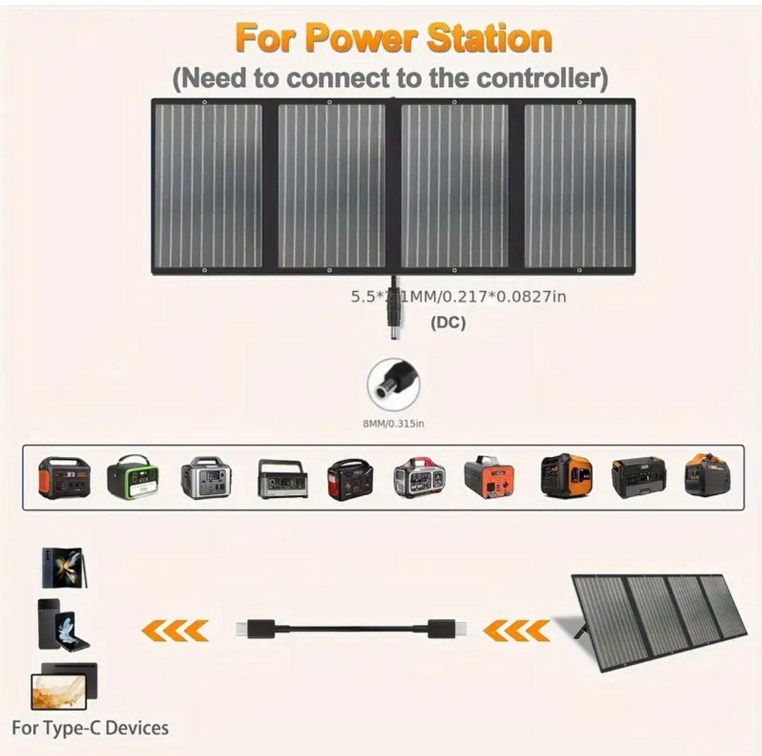 ●底値セール・スタンド付折畳式ソーラーパネル充電120W/18V・収納ケース付