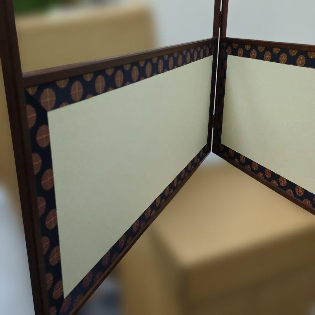 風炉先屏風　唐松　両面開き　白地　茶道具　屏風　衝立　紙箱