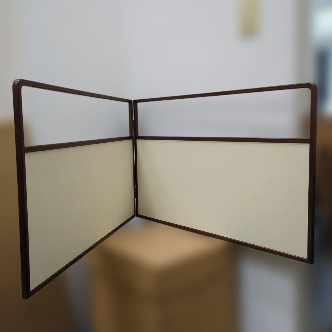 風炉先屏風　唐松　両面開き　白地　茶道具　屏風　衝立　紙箱