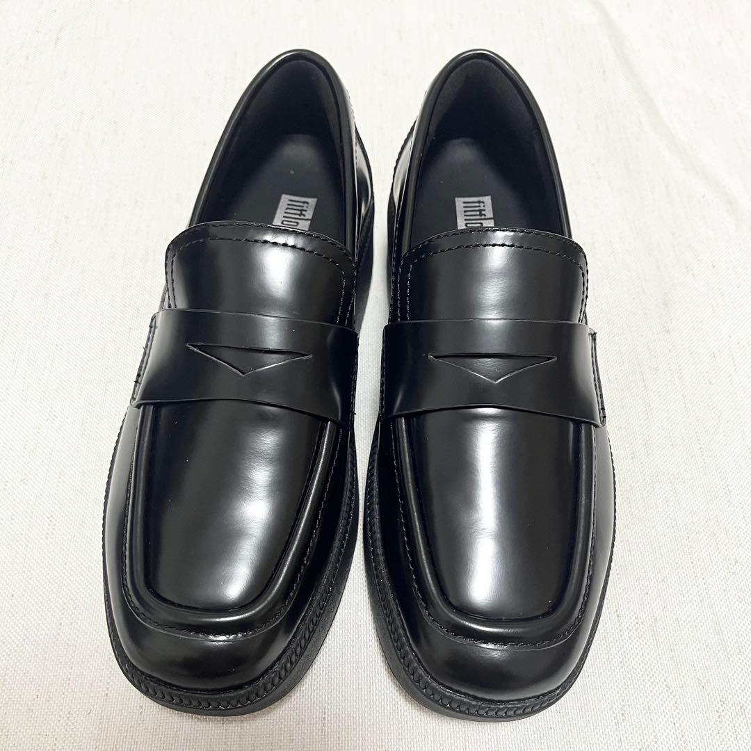 【極美品】fitflop レザー　厚底　ローファー　HY2 軽量　黒　23cm