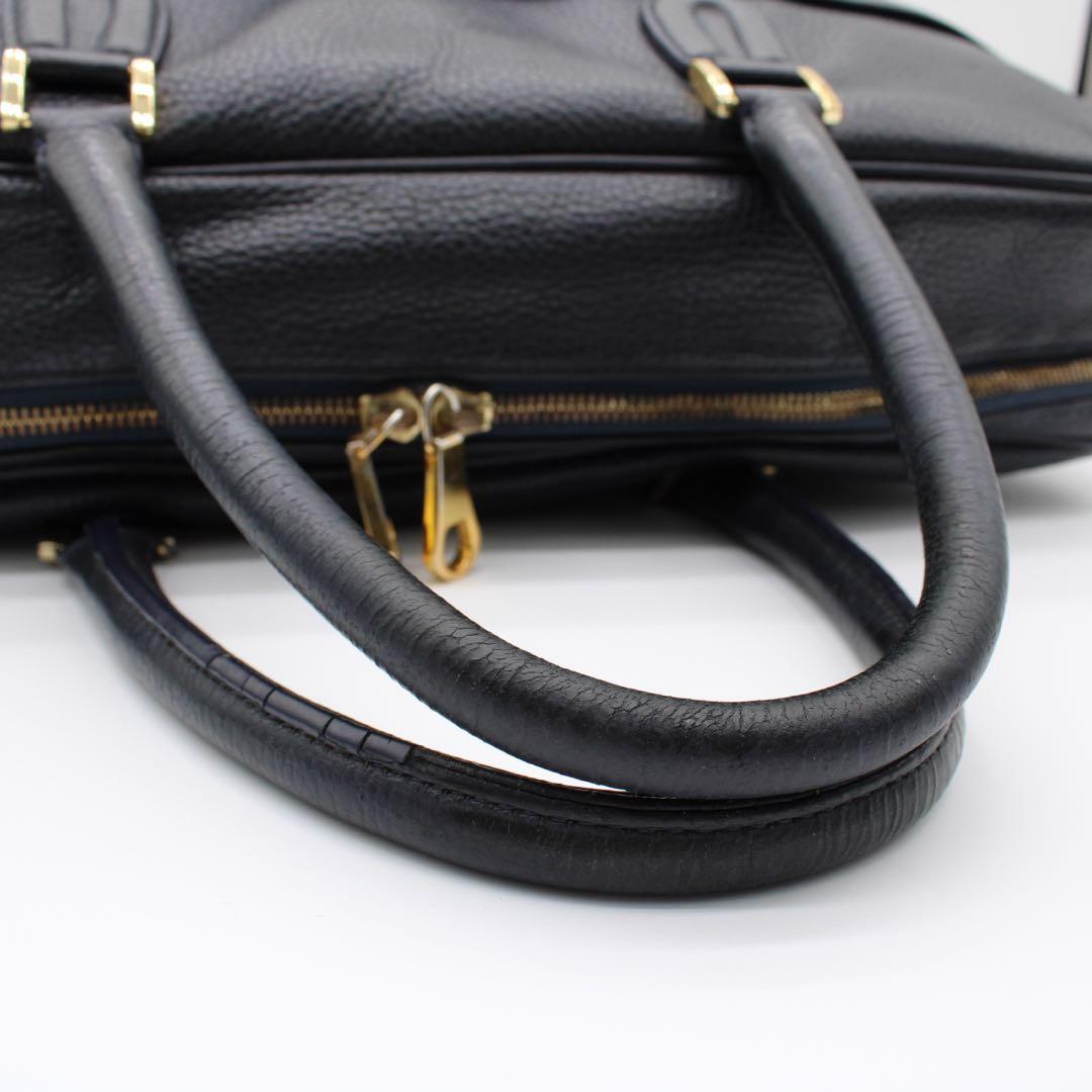 【美品】CIMABUE ビジネスバッグ ブリーフケース レザー 2WAY 紺色