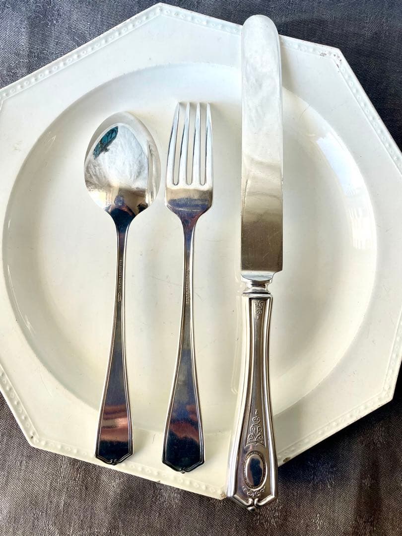 モノグラム付きカトラリーセット ナイフ&フォーク&スプーン フランスアンティーク
