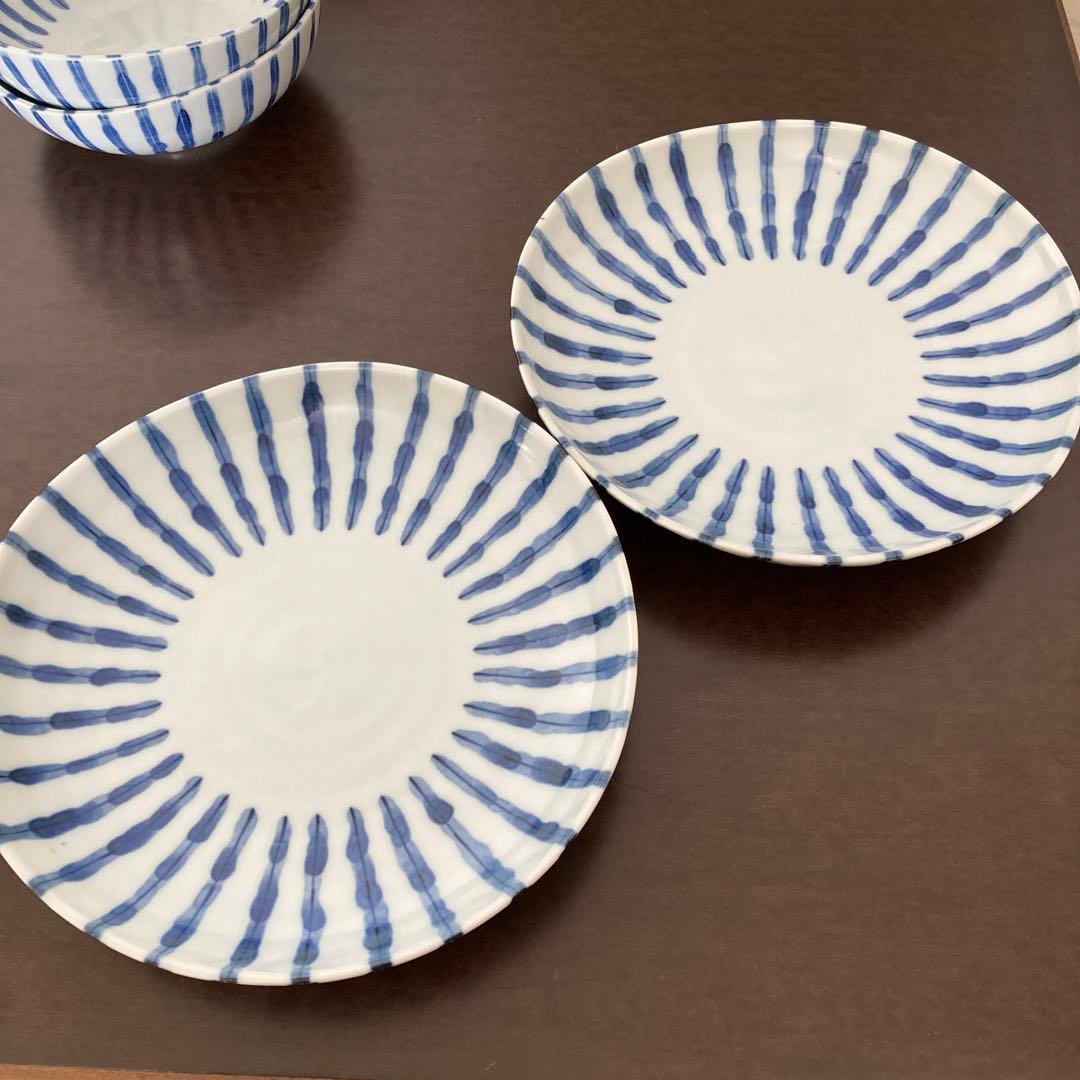 十草模様　美濃焼　プレート2枚、中鉢2枚セット