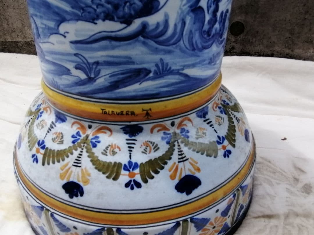 未使用　スペイン　タラベラ焼　アンティーク　フラワースタンド　傘立