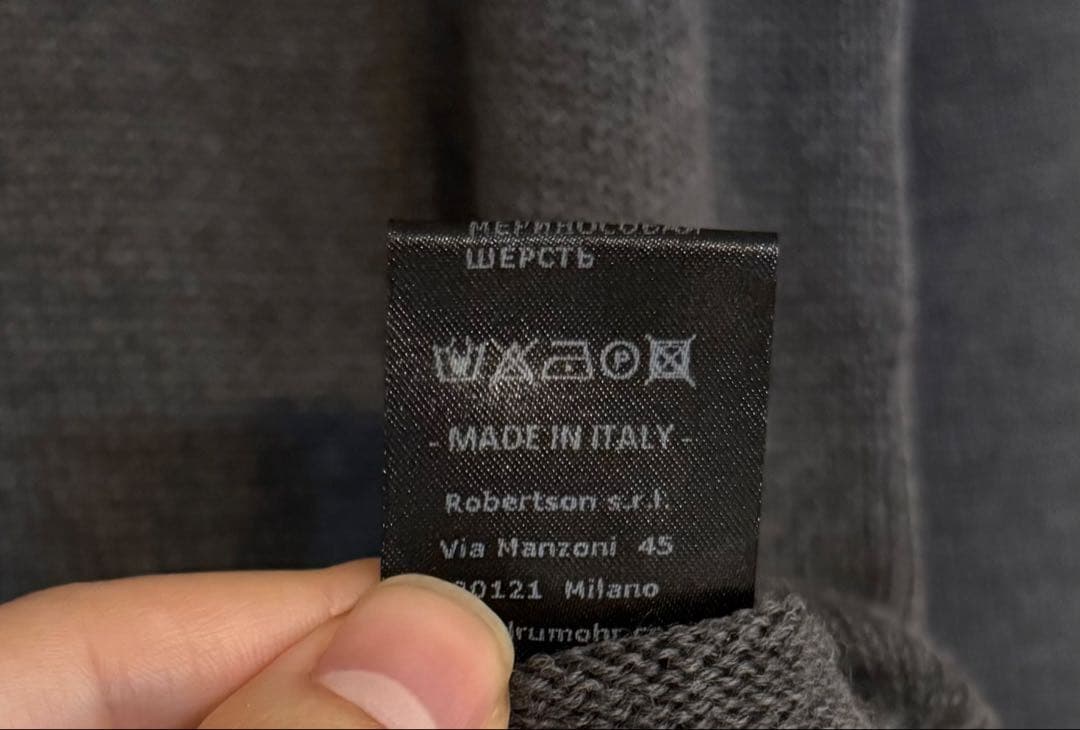 ドルモア ミドルゲージ メリノウール タートルネックニット イタリア製 グレー