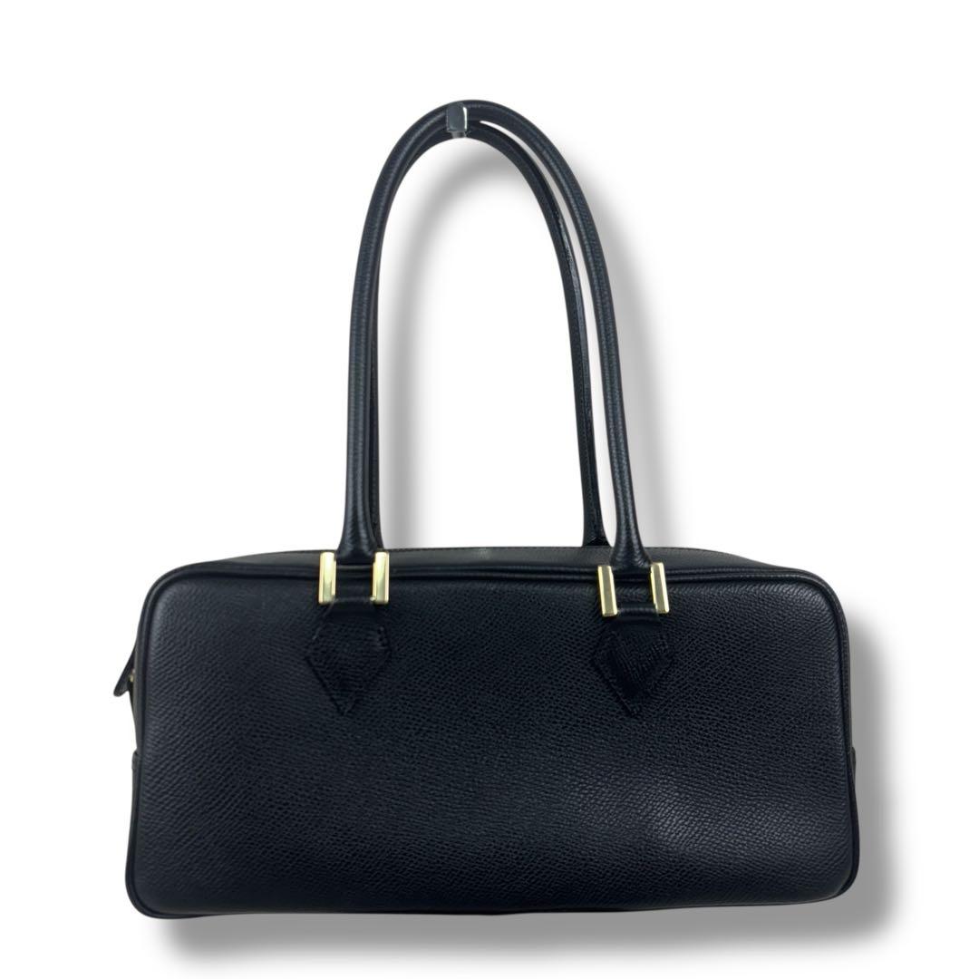 美品 バーニーズニューヨーク レザー ハンド バッグ フォーマル ブラック 金