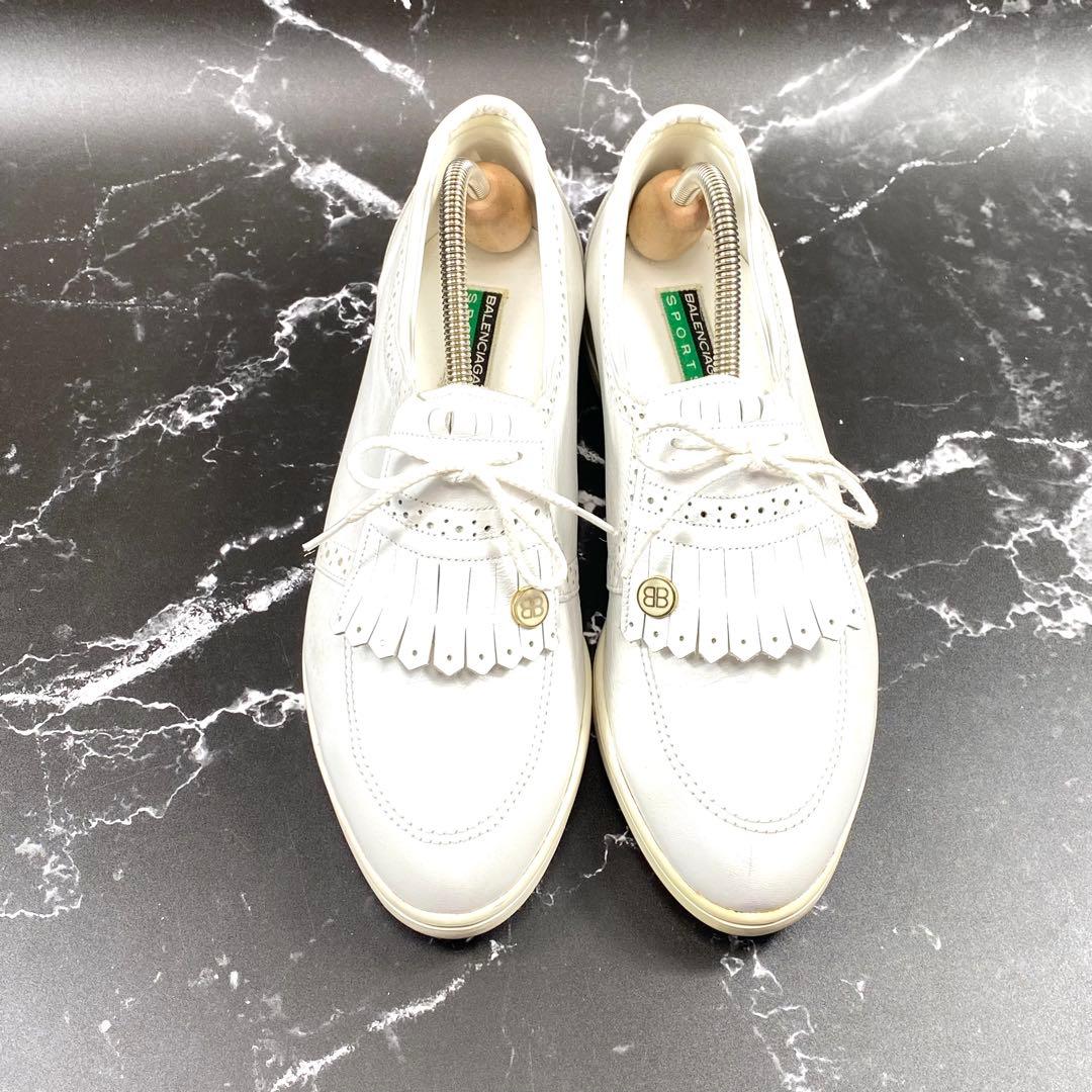 バレンシアガ スポーツ フリンジ付き ゴルフシューズ 白 レザー 24.5