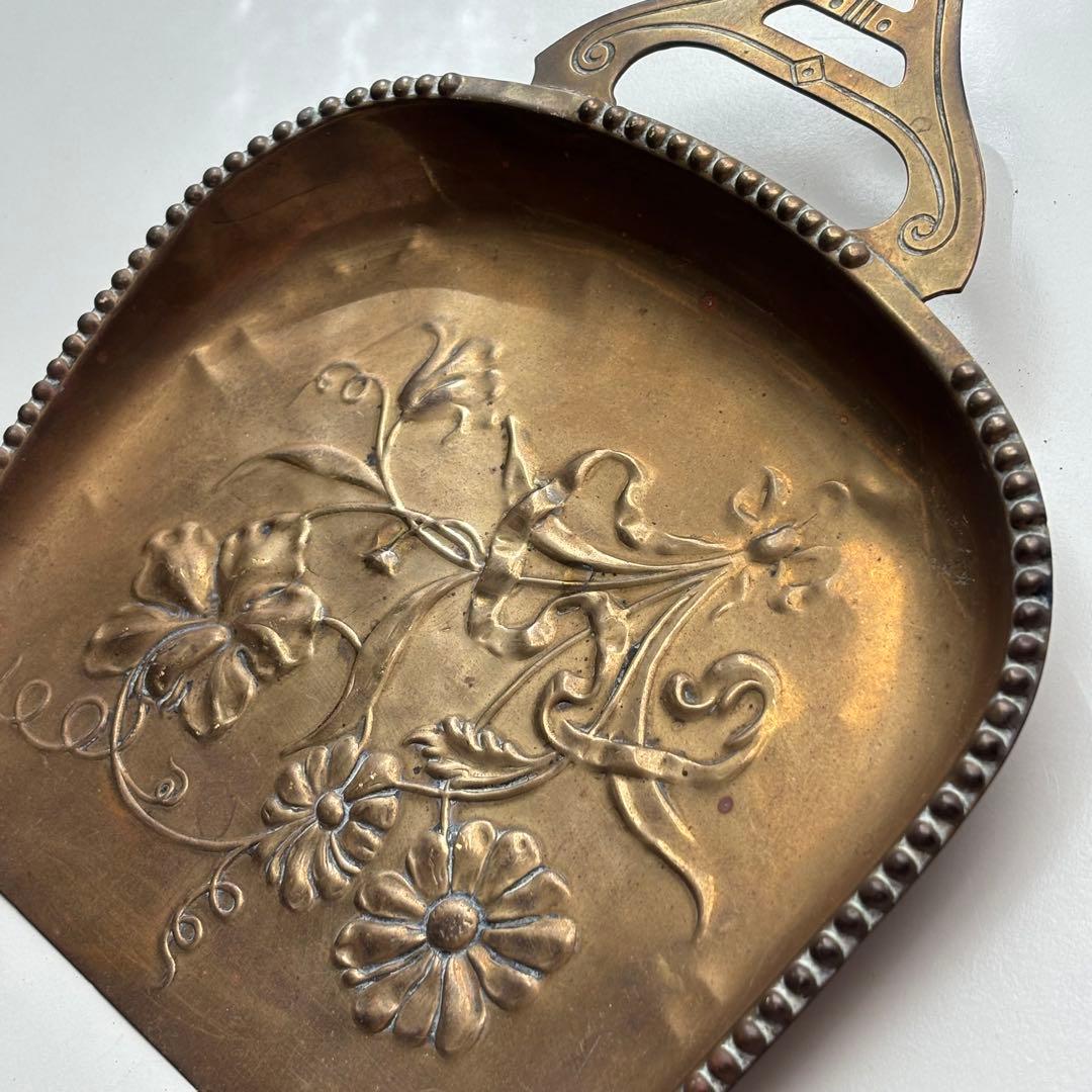 【フランス】アンティーク アールヌーボー ダストパン くず取り 花 ゴールド